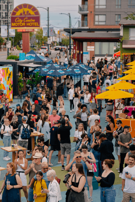 people enjoying the Oasis beer garden
