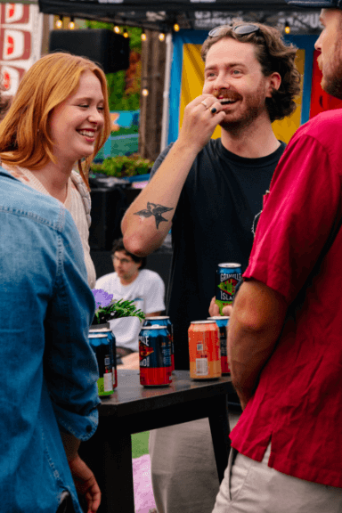 people talking and laughing