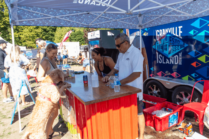 Person shopping in a granville stand