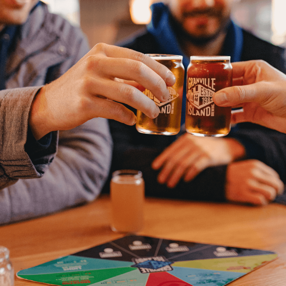 people drink granville beer on little glasses